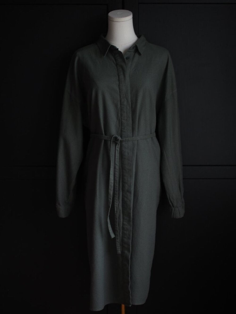 Frank And Oak | Oversized Olive Green Tencel Kapok Shirt Dress